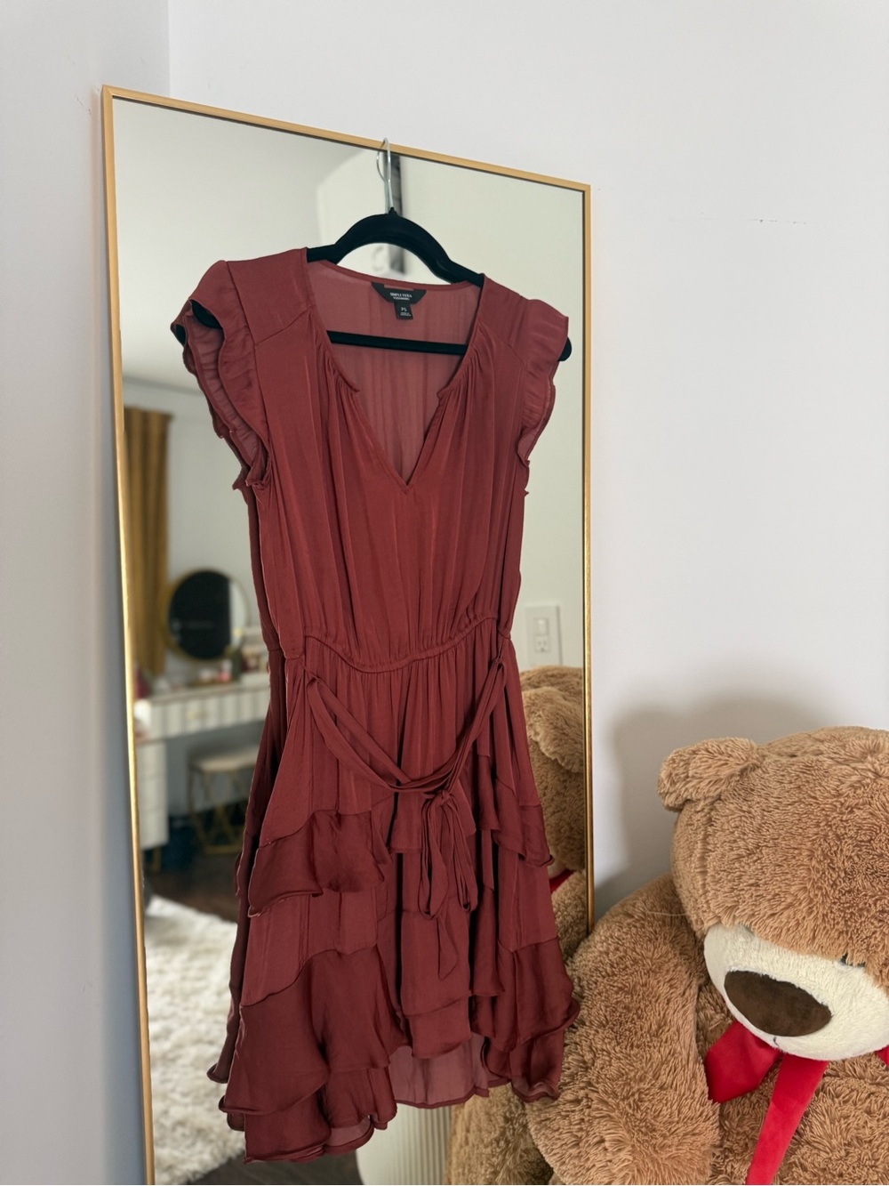 Simply Vera Vera Wang Burgundy Ruffle Mini Dress